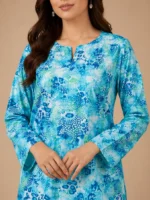 aqua blue lawn 2 piece suit