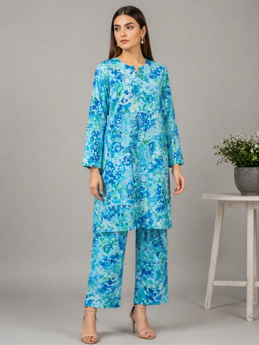 aqua-blue-printed-lawn-2-piece-suit-side aqua blue lawn 2 piece suit