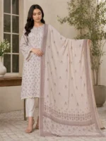beige suit with dupatta