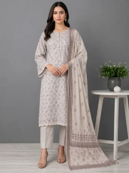 beige lawn 3 piece suit