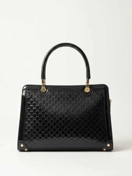 black premium glossy handbag for women