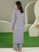 Blue 3D printed lawn 2 piece suit for women with floral design