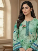 Mint green lawn 3 piece suit women