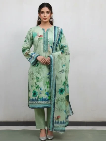 Mint green lawn 3 piece suit women