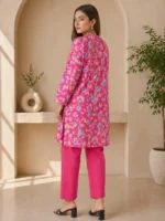 Hot Pink Floral 2 Piece Lawn Suit – Summer Collection - Image 2