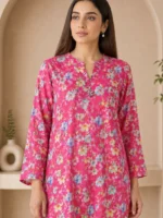 hot pink floral 2 piece lawn suit