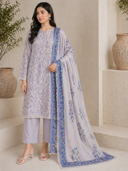 lavender grey lawn 3 piece suit