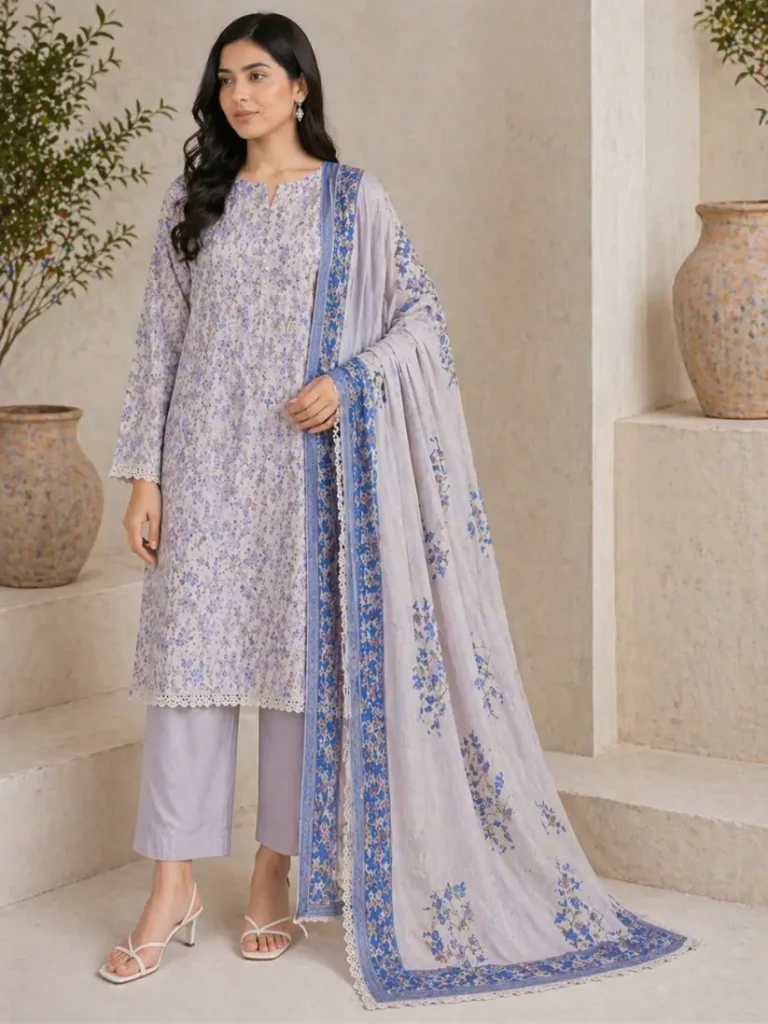 lavender grey lawn 3 piece suit