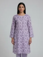 Lavender printed lawn 3 piece suit with dupatta for women