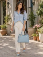 light blue handbag for women