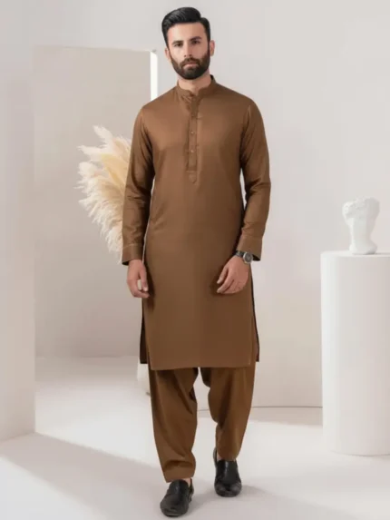 men brown wash wear suit
