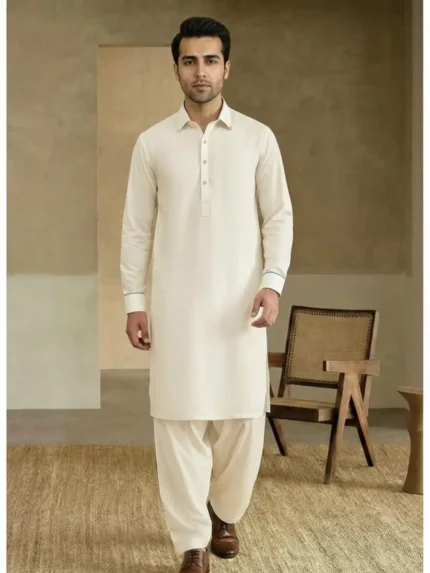 men cream wash wear suit