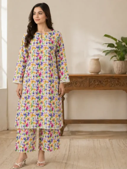 Multicolor Printed Lawn 2 Piece Suit