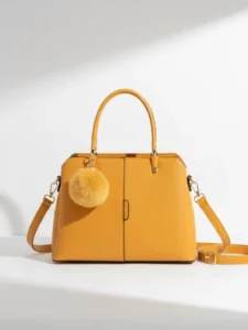 mustard yellow premium classic handbag for women