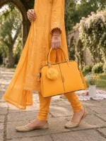 mustard yellow premium classic handbag for women
