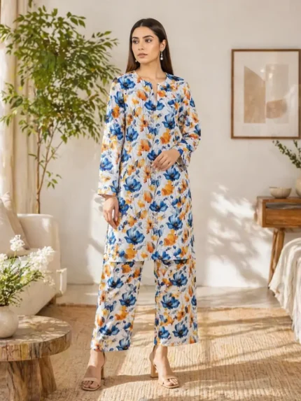 off white floral lawn 2 piece suit