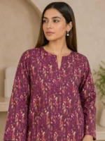 Plum Printed 2 Piece Lawn Suit – Summer Collection - Image 2
