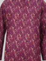 Wine Maroon Printed Lawn Shirt Fabric Closeup