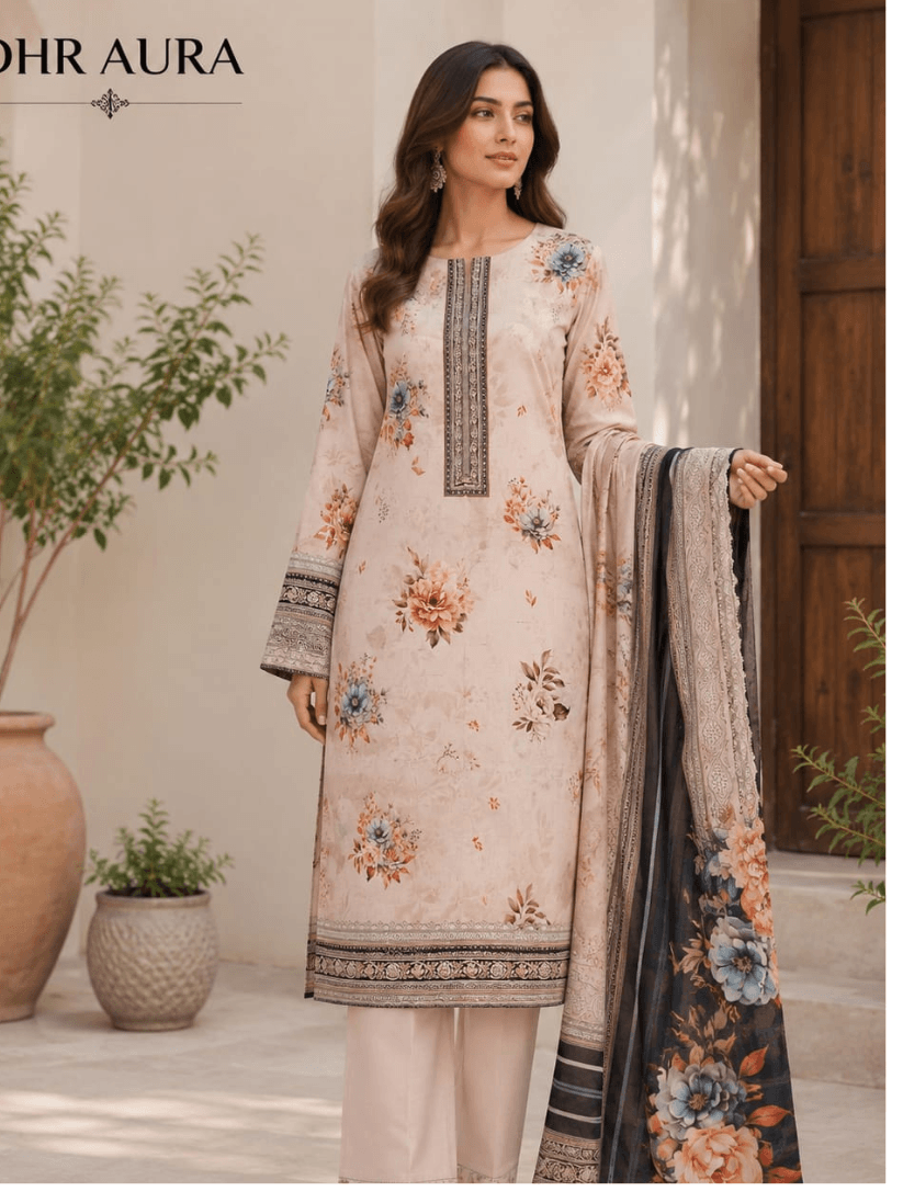 Untitled design (17) (1) Floral Whisper Unstitched 3 Pcs Suit - Image 1